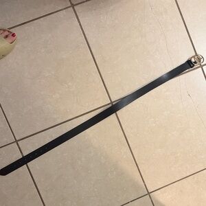 Black Leather Belt with Gold Buckle